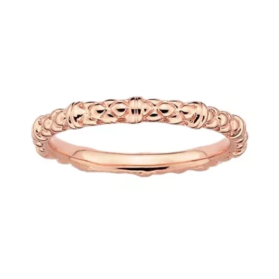 Personally Stackable 18K Rose Gold Over Sterling Silver 1.5mm Cable Ring