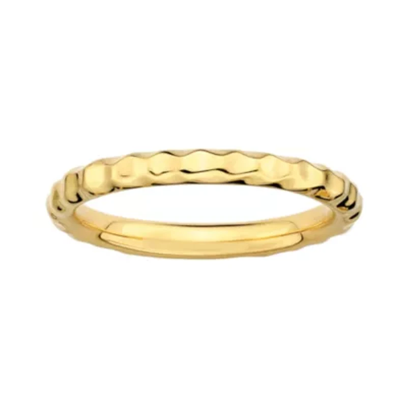 Personally Stackable 18K Yellow Gold Over Sterling Silver 3.5mm Hammered Ring.