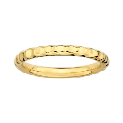 Personally Stackable 18K Yellow Gold Over Sterling Silver 3.5mm Hammered Ring.
