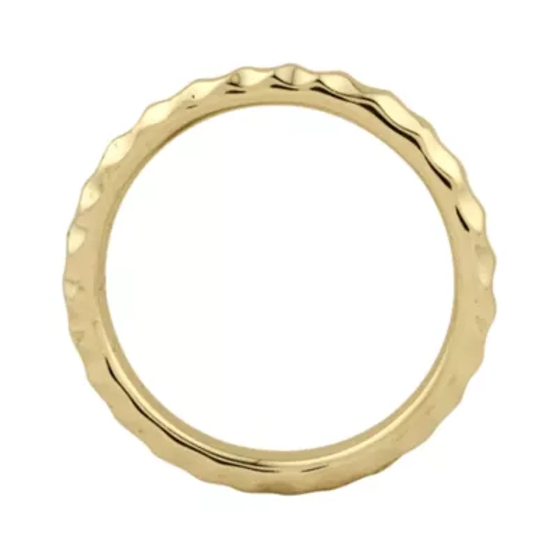 Personally Stackable 18K Yellow Gold Over Sterling Silver 3.5mm Hammered Ring.