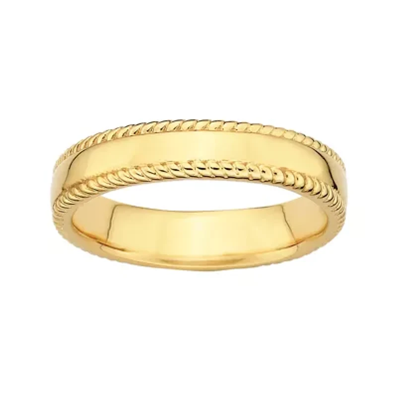 Personally Stackable 18K Yellow Gold Over Sterling 1.5mm Milgrain Band Ring