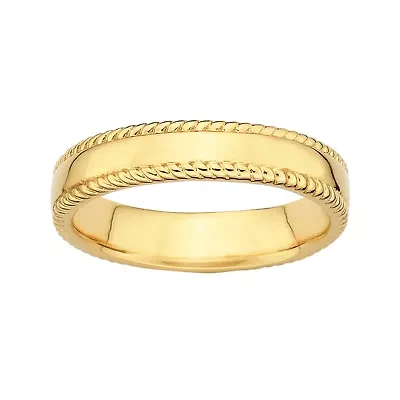 Personally Stackable 18K Yellow Gold Over Sterling 1.5mm Milgrain Band Ring
