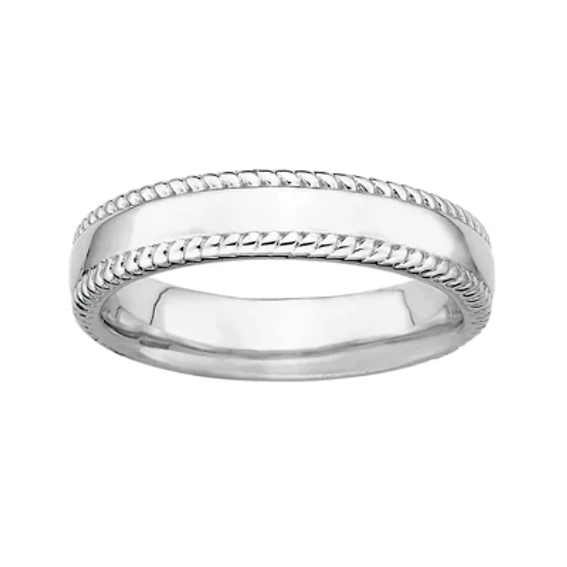 Personally Stackable Sterling Silver Stackable 1.5mm Milgrain-Edge Band Ring