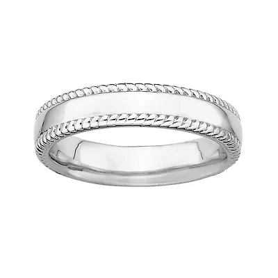 Personally Stackable Sterling Silver Stackable 1.5mm Milgrain-Edge Band Ring