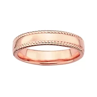 Personally Stackable 18K Rose Gold Over Sterling Silver 1.5mm Milgrain Band Ring