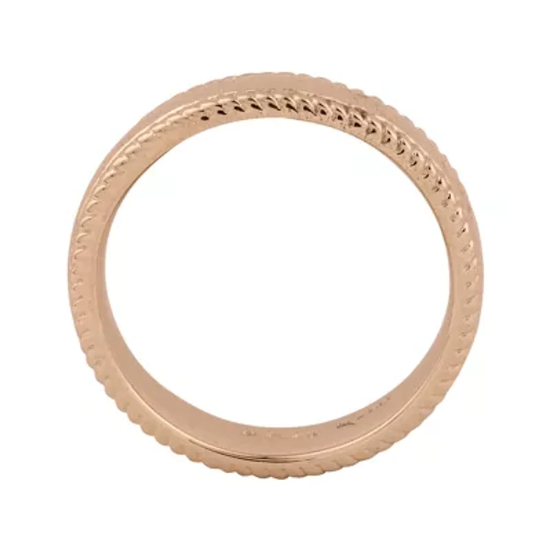 Personally Stackable 18K Rose Gold Over Sterling Silver 1.5mm Milgrain Band Ring