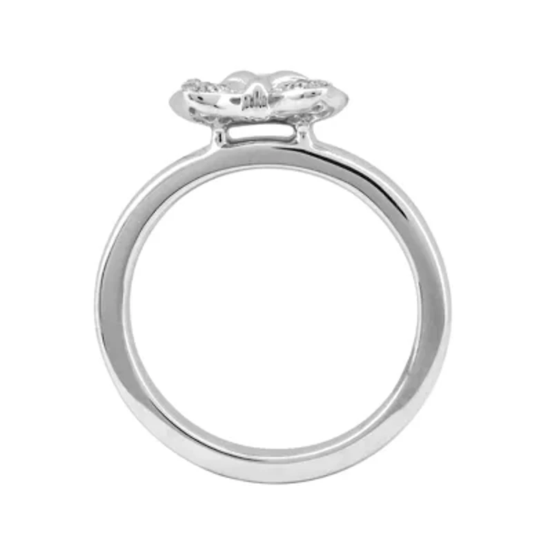 Personally Stackable Diamond-Accent Sterling Silver Heart Charm Ring