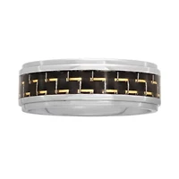 Mens Black Stainless Steel 8mm Comfort-Fit Wedding Band