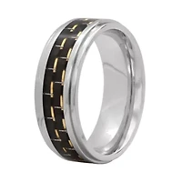 Mens Black Stainless Steel 8mm Comfort-Fit Wedding Band