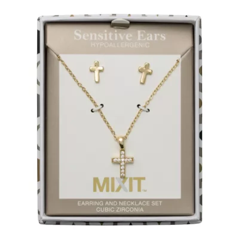 Mixit Womens Cross Hypoallergenic 2-pc. Jewelry Set