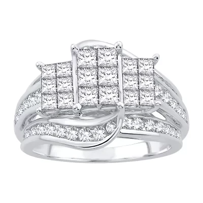 Womens CT. T.W. Natural White Diamond 10K Gold Engagement Ring