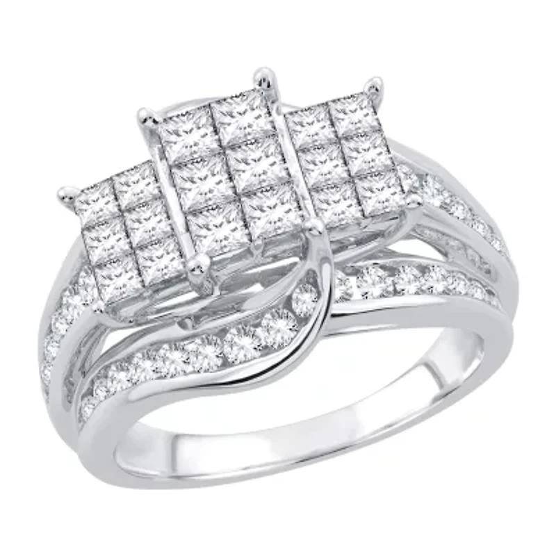 Womens CT. T.W. Natural White Diamond 10K Gold Engagement Ring