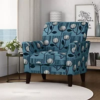 Alex Transitional Flared Arm Accent Chair in Floral Fabric