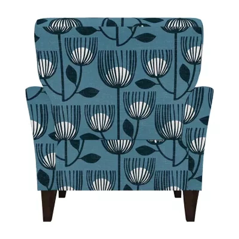 Alex Transitional Flared Arm Accent Chair in Floral Fabric