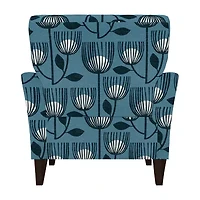 Alex Transitional Flared Arm Accent Chair in Floral Fabric