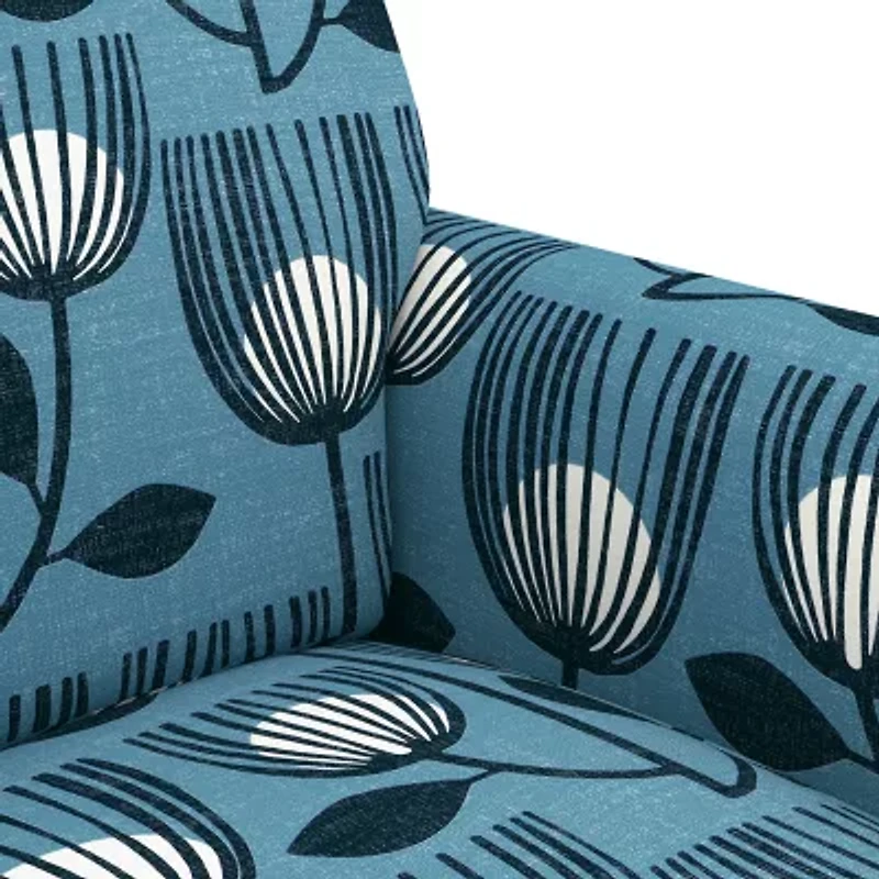 Alex Transitional Flared Arm Accent Chair in Floral Fabric