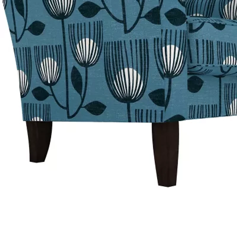 Alex Transitional Flared Arm Accent Chair in Floral Fabric
