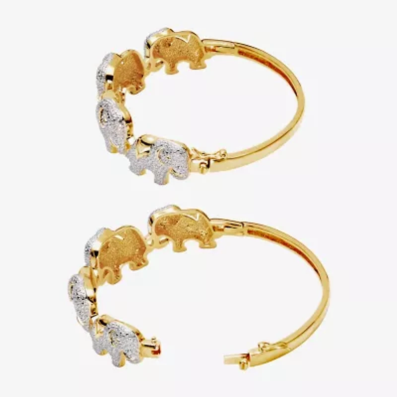 Diamond-Accent Elephant Hinged Bangle Bracelet