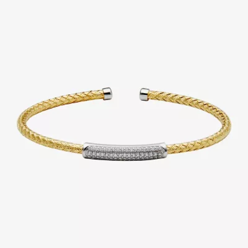 Paris 1901 By Charles Garnier Womens Cubic Zirconia 18K Gold Over Silver Cuff Bracelet