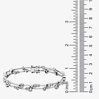 Sterling Silver Cubic Zirconia Round Link Bracelet
