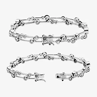 Sterling Silver Cubic Zirconia Round Link Bracelet