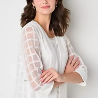 Maya Brooke Womens Windowpane Jacket Dress