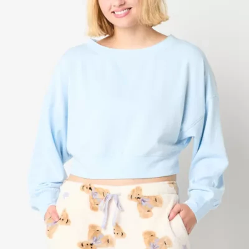 Arizona Fleece Womens Boat Neck Long Sleeve Juniors Sweatshirt