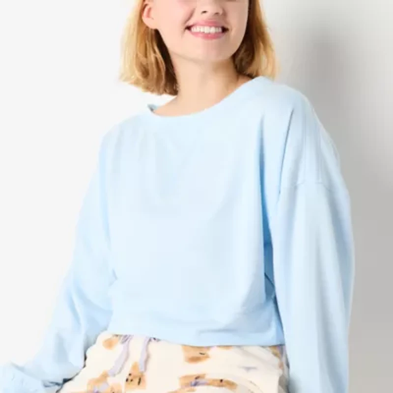 Arizona Fleece Womens Boat Neck Long Sleeve Juniors Sweatshirt