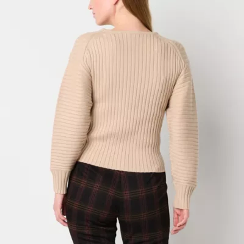 Worthington Womens V Neck Long Sleeve Pullover Sweater