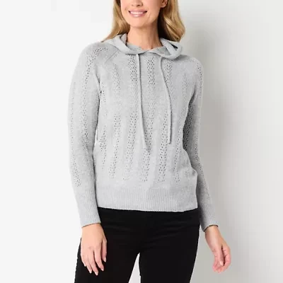 St. John's Bay Womens Hooded Long Sleeve Pullover Sweater