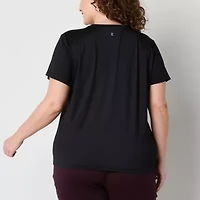 Xersion Womens Performance Crew Neck Short Sleeve T-Shirt Plus