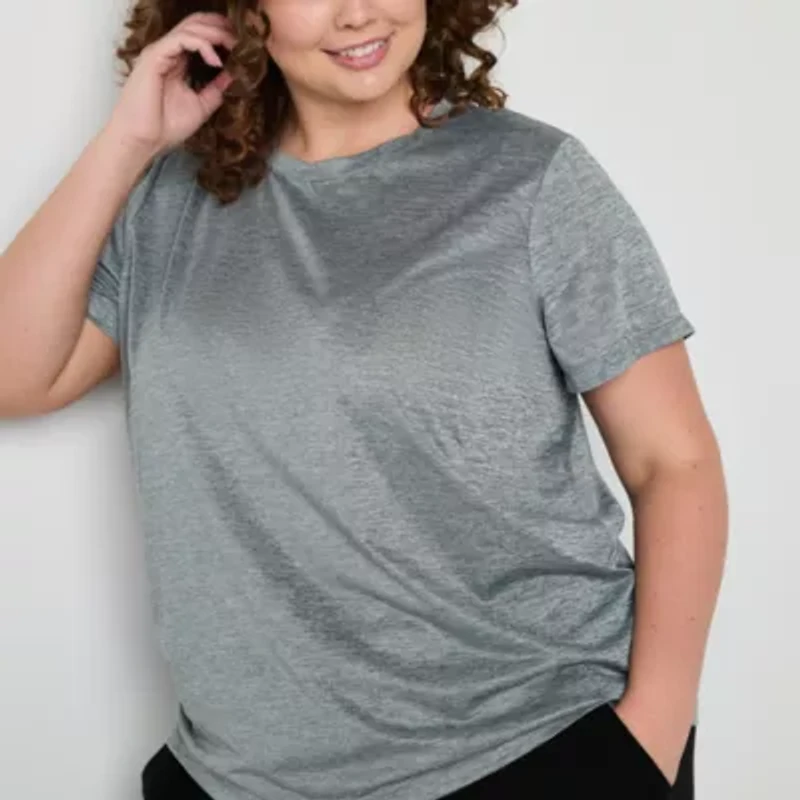 Xersion Womens Performance Crew Neck Short Sleeve T-Shirt Plus