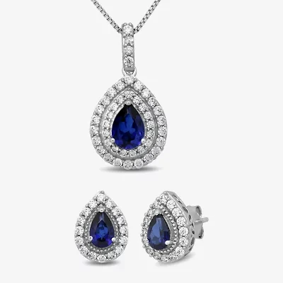 Gemstone Sterling Silver 2-Pc Pear Jewelry Set