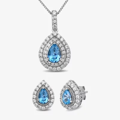 Gemstone Sterling Silver 2-Pc Pear Jewelry Set