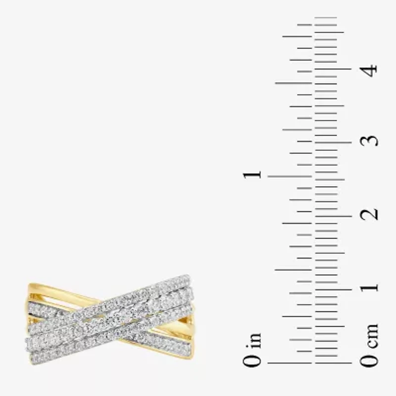 Womens 3/4 CT. T.W. Lab Grown White Diamond 10K Gold Crossover Band
