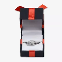 Surrounded by Love Womens 1/5 CT.T.W. Natural Diamond Sterling Silver or 14K Gold Over Cushion Side Stone Halo Bridal Set