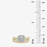 Surrounded by Love Womens 1/5 CT.T.W. Natural Diamond Sterling Silver or 14K Gold Over Cushion Side Stone Halo Bridal Set