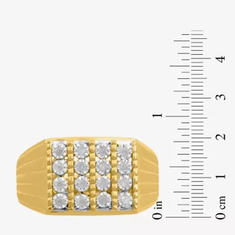 Mens 1/4 CT. T.W. Natural White Diamond 14K Gold Over Silver Fashion Ring