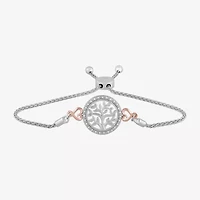 Hallmark Diamonds Tree Of Life Womens Diamond Accent Natural White Diamond 14K Rose Gold Over Silver Heart Round Bolo Bracelet