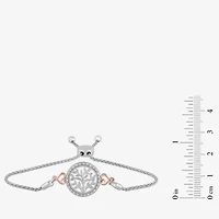 Hallmark Diamonds Tree Of Life Womens Diamond Accent Natural White Diamond 14K Rose Gold Over Silver Heart Round Bolo Bracelet