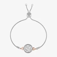 Hallmark Diamonds Tree Of Life Womens Diamond Accent Natural White Diamond 14K Rose Gold Over Silver Heart Round Bolo Bracelet