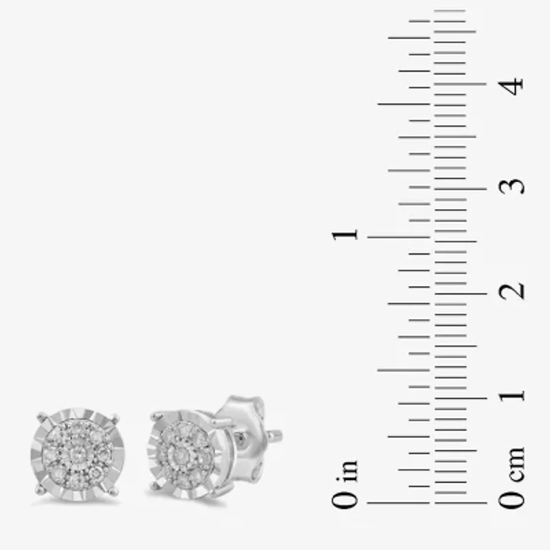 Womens 1/5 CT. Lab Grown White Diamond Sterling Silver Round 2 Pair Earring Set