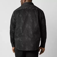 Shaquille O'Neal XLG Satin Mens Long Sleeve Classic Fit Big and Tall Button-Down Shirt