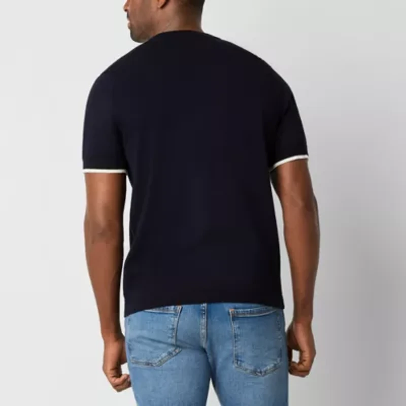 Stafford Cable Mens Crew Neck Short Sleeve Pullover Sweater