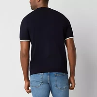 Stafford Cable Mens Crew Neck Short Sleeve Pullover Sweater