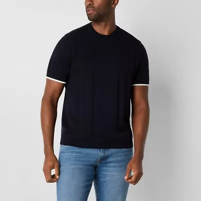 Stafford Cable Mens Crew Neck Short Sleeve Pullover Sweater