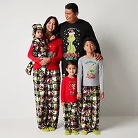 Big Kid Unisex Dr. Seuss Grinch Crew Neck Long Sleeve 2-pc. Matching Family Pajama Sets