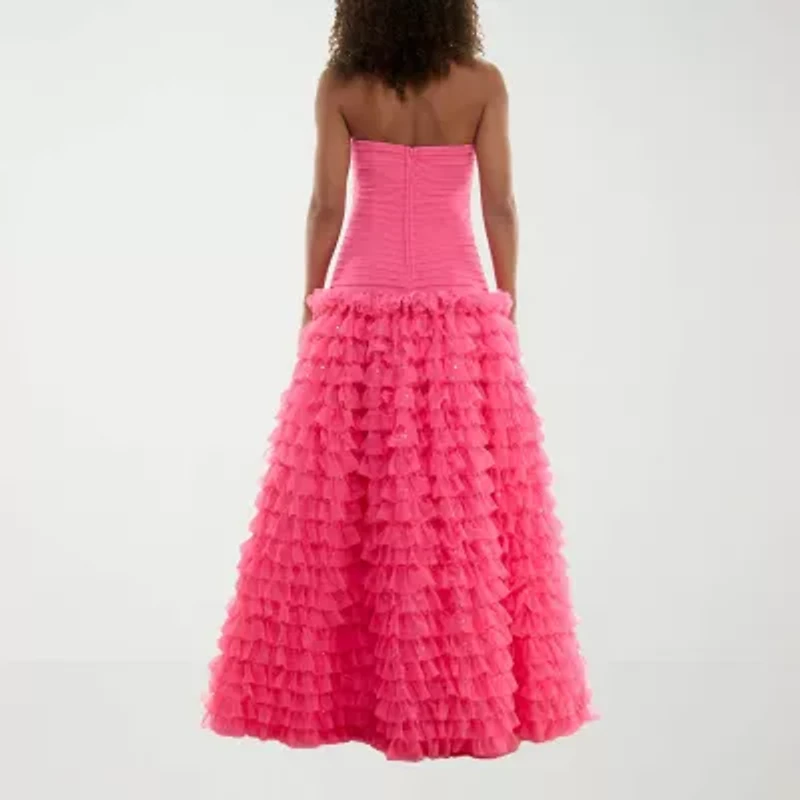 B. Smart Womens Juniors Sleeveless Embellished Sequin Ball Gown