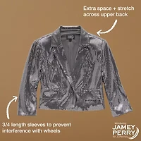 Jamey Perry x JCPenney Womens Adaptive Sequin Cropped Blazer