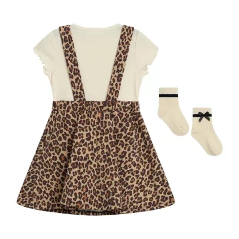 Knit Works Toddler Girls Cheetah Bow Short Sleeve Jumper